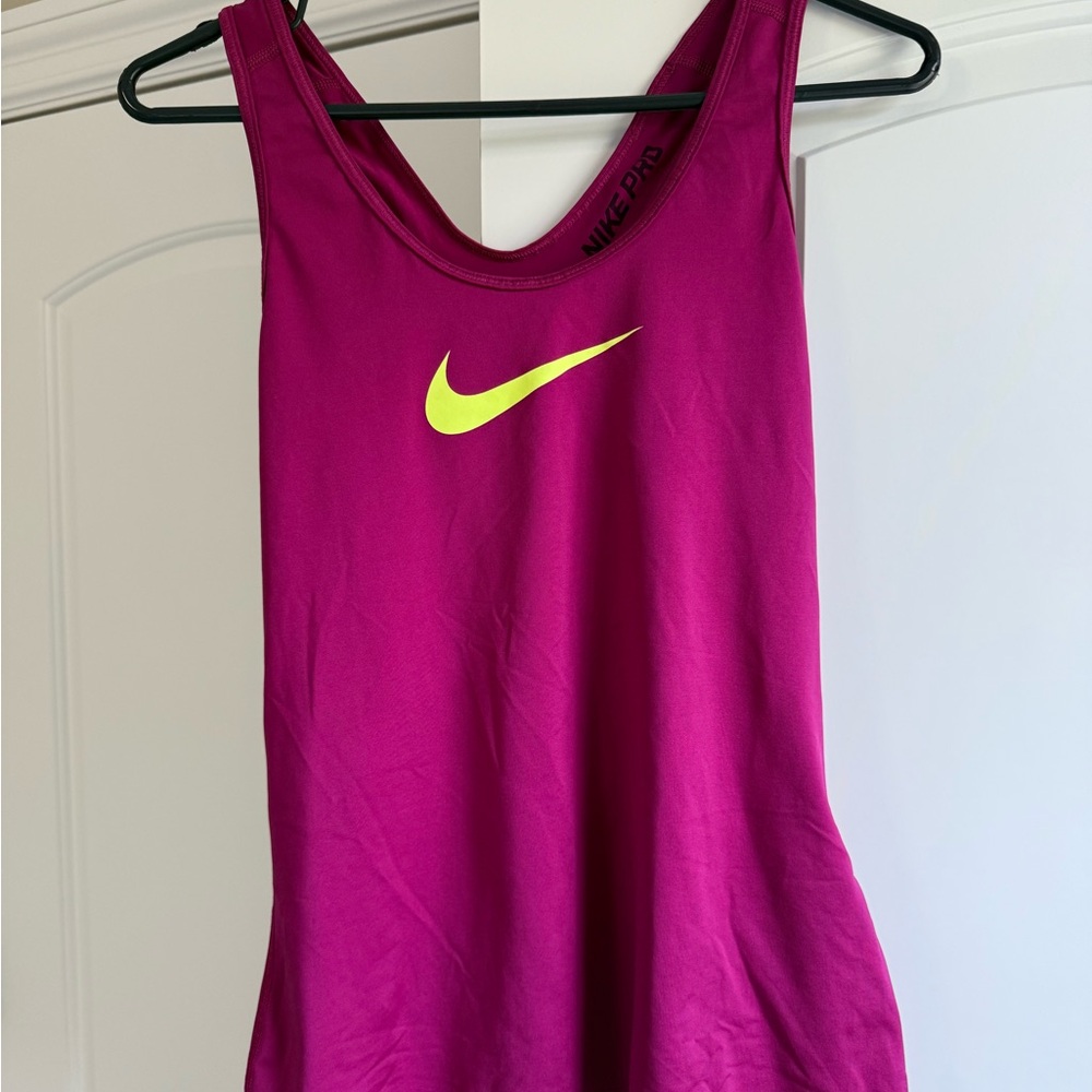 Nike Women's Magenta Tank Top with Neon Swoosh